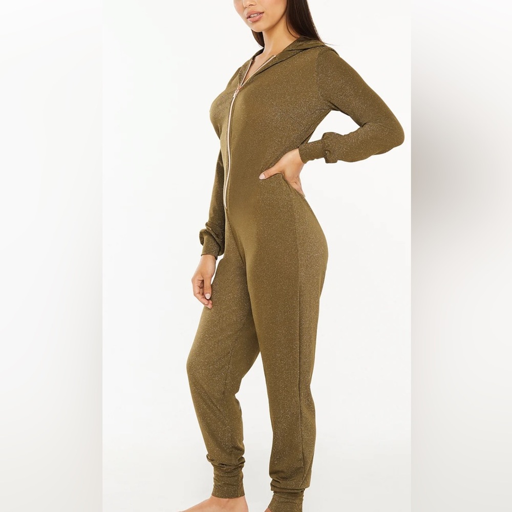 Savage X Fenty Sleep & Shine Hooded Onsie in Military Olive Green size medium